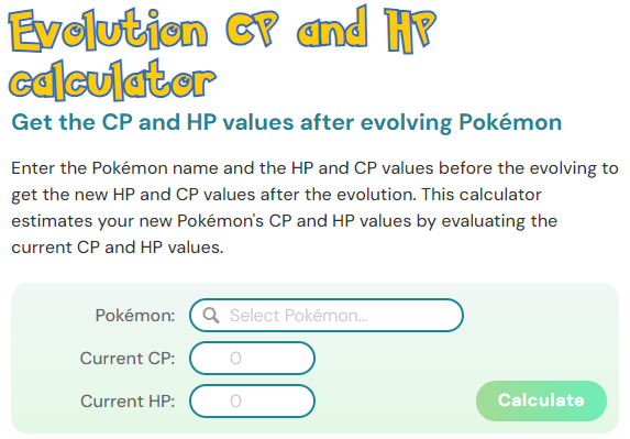 evolution pokemon go cp calculator